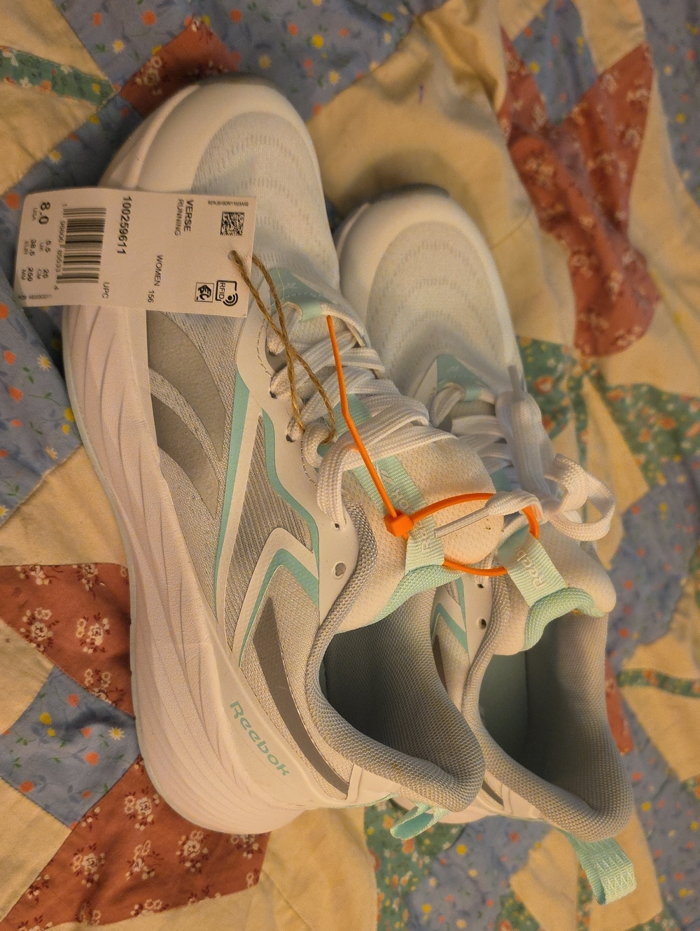 Reebok Women's White and Teal Mint Athletic Sneakers